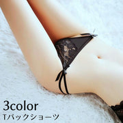 Tバックショーツ Gストリング レディース 勝負下着 セクシーランジェリー 紐パン レース シースルー ローライズ ヒップハンガー