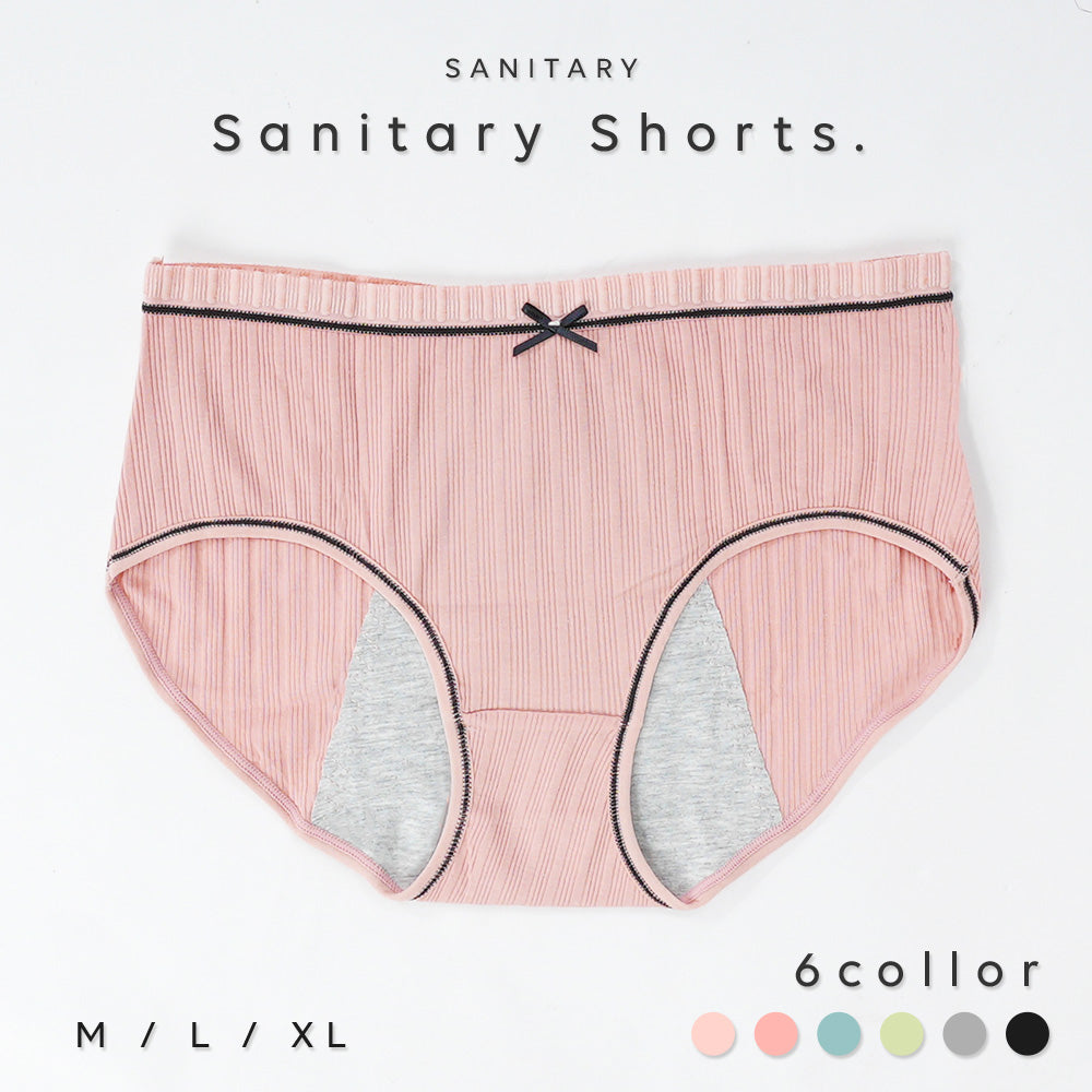 サニタリーショーツ 生理用パンツ レディース フルバック 下着 インナー 月経 リボン かわいい シンプル M L XL 女性