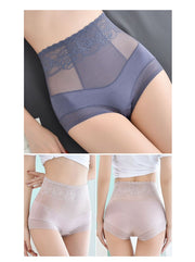 スタンダードショーツ ハイウエスト 単品 レディース インナー 女性 婦人 下着 パンツ パンティー お腹すっぽり 深め レース フラワー 透け感