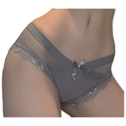ヒップハンガーショーツ レディース インナー パンツ パンティー 下着 レース リボン メッシュ 通気性 透け感 シースルー セクシー 可愛い おしゃれ 女子力アップ 女性用 婦人用 白 黒 グレー 赤