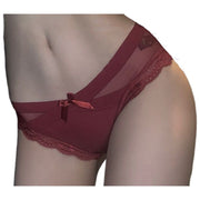 ヒップハンガーショーツ レディース インナー パンツ パンティー 下着 レース リボン メッシュ 通気性 透け感 シースルー セクシー 可愛い おしゃれ 女子力アップ 女性用 婦人用 白 黒 グレー 赤