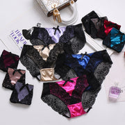 ヒップハンガーショーツ 単品 レディース レース シースルー 透け感 ローライズ ヒップハング パンツ パンティー 女性下着 サテン調 光沢感 リボン付き 大きいサイズ ランジェリー セクシー ローウエスト おしゃれ 婦人下着 M L XL 2XL
