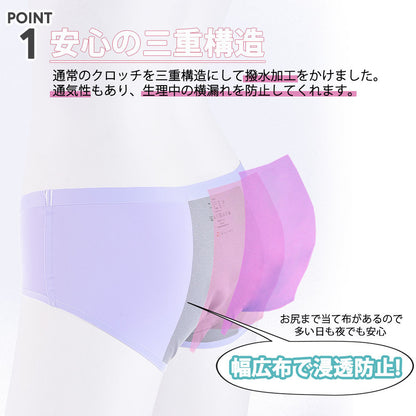 シームレス サニタリー 一体型ショーツ生理用ショーツ アウターにも響きにくい生理用パンツストレスフリーパンツスポーツ 女性 シンプル 商品画像4