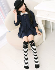靴下 かかとなし ハイソックス クルーソックス キッズ ジュニア 子供用 女の子 くつ下 クマ ネコ キツネ 動物 アニマル ボーダー柄 カジュアル かわいい おしゃれ お出かけ 普段使い 女児 ガールズ