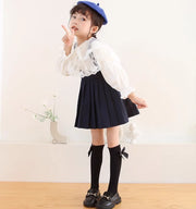 ハイソックス かかとなし靴下 キッズ 子供用 女の子 靴下 くつ下 レッグウェア リボンガーリー リブ 普段使い 発表会 入園式 入学式 卒園式 卒業式  ショート丈 クルー丈 コンクール 結婚式 膝下 ロング 単色 可愛い おしゃれ ホワイト 白 ブラック 黒 グレー ピンク 14cm 15cm 16cm 式服 礼服