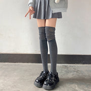 ニーハイソックス ハイソックス レディース 靴下 くつ下 オーバーニー 膝上 ひざ上 薄手 クシュクシュ シンプル 無地 バイカラー カジュアル デイリー 女性用 婦人用 くつした