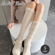 ハイソックス 靴下 レディース 女性用 くつ下 くしゅくしゅ クシュクシュ シンプル おしゃれ かわいい 薄手 カジュアル デイリー 通学 ガールズ 学生 くつした