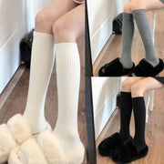 ハイソックス 靴下 くつ下 レディース 女性 膝下丈 ロング リブ 無地 単色 シンプル 定番 デイリー 普段使い お洒落 学生 女子 通学 通勤