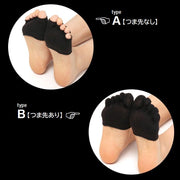 ハーフソックス 5本指 フットカバー インナーソックス レディース 靴下 つま先あり なし 2タイプ オープントゥ 足ムレ対策 吸汗 通気 つま先だけ ブラック ホワイト ピンク