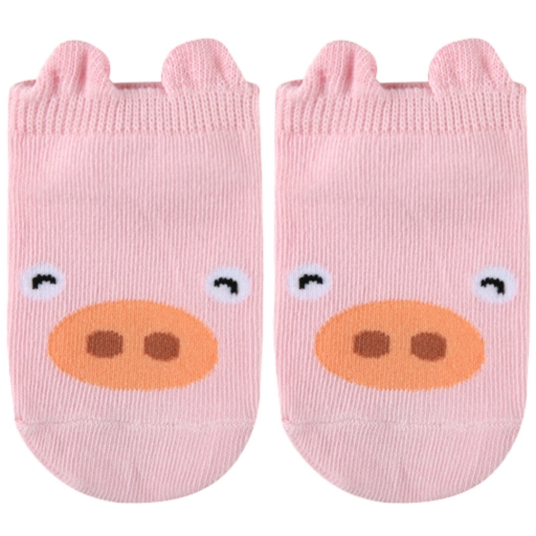 靴下 クルーソックス くつ下 ベビー キッズ 赤ちゃん 子供 くるぶしソックス 男の子 女の子 男女兼用 ヒヨコ 豚 クマ トラ アザラシ くちばし付き 耳付き 滑り止め付き かわいい キュート おしゃれ カジュアル お出かけ プレゼント 贈り物 黄 ピンク 白 灰 橙 茶 青 緑