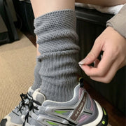 クルーソックス ハイソックス レディース 女性 婦人 靴下 くつ下 ふくらはぎ丈 メッシュ 無地 単色 シンプル かわいい おしゃれ カジュアル