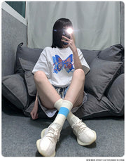 クルーソックス 靴下 くつ下 レディース 女性 婦人 レッグウェア クルー丈 ライン リブ かわいい カジュアル スポーティ おしゃれ シンプル お出かけ 通学 運動