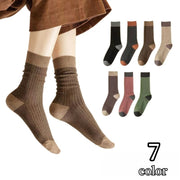 クルーソックス レディース 靴下 くつした レトロカラー ニットソックス リブ あったか おしゃれ かわいい 大人女子 女性 婦人