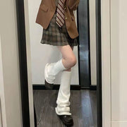 ルーズソックス風レッグウォーマー ルーズソックス風レッグカバー レディース 女性 フットウェア 裾リブ 膝丈 無地 シンプル カジュアル ポップ 可愛い キュート JK風 女子高生風 学生風 コスプレ小物 仮装