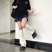 ルーズソックス風レッグウォーマー ルーズソックス風レッグカバー レディース 女性 フットウェア 裾リブ 膝丈 無地 シンプル カジュアル ポップ 可愛い キュート JK風 女子高生風 学生風 コスプレ小物 仮装