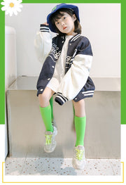 ハイソックス かかとなし 子供 キッズ 女の子 男の子 靴下 ロング ニーハイ 通気性 リブ 無地 シンプル カジュアル 春夏秋冬