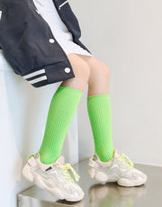 ハイソックス かかとなし 子供 キッズ 女の子 男の子 靴下 ロング ニーハイ 通気性 リブ 無地 シンプル カジュアル 春夏秋冬