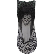 ショートソックス 靴下 くつ下 レディース 女性用 シースルー 透け感 レース かわいい おしゃれ 上品 清楚 薄手 バラ 花 フラワー 普段使い 通勤 オフィス レッグウェア 婦人用