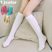 靴下 ハイソックス 子ども用 キッズ ベビー ジュニア 女の子 ロング 膝上 単色 無地 カラフル ヘビロテ カラバリ豊富