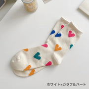 クルーソックス ショートソックス レディース 靴下 スタンダード くつした ソックス 総柄 ハート 可愛い おしゃれ カラフル シンプル カジュアル
