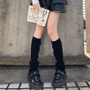 レッグウォーマー レディース 女性 婦人 靴下 くつ下 ソックス レッグウェア 50cm 70cm ロング ルーズソックス風 黒 グレー 白 ニット シンプル お出かけシーン