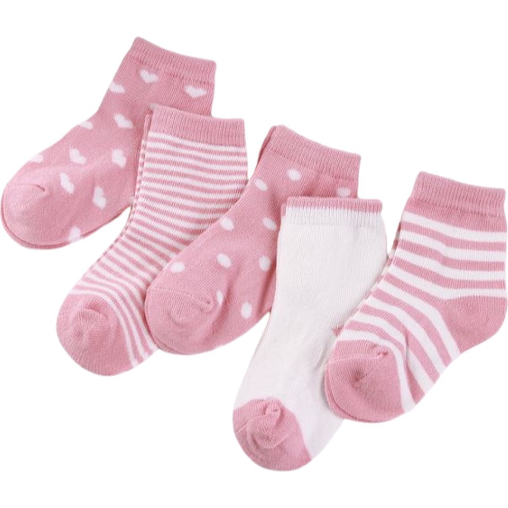 ソックス 5足セット クルーソックス キッズ ベビー 女の子 男の子 子供用 靴下 くつ下 リブ 伸縮性 無地 ボーダー柄 水玉 ドット バイカラー ハート 星 スター シンプル カジュアル 子ども こども 幼児 乳児 赤ちゃん ガールズ ボーイズ 春 秋 冬 7 8 9 10 11 12 13 14 15 16 17 18 19cm
