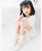 靴下 ハイソックス 子供 キッズ ベビー 女の子 リボン メッシュ 通気性 シンプル 合わせやすい お洒落 可愛い キュート 女児