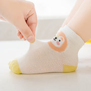 靴下 5足セット ショートソックス ショート ソックス 子供用 キッズ ベビー 男の子 女の子 薄手 アニマル クマ ウサギ ライオン キツネ 猫 メッシュ かわいい 通気性 ボーダー ダイヤ柄 デイリー 普段使い お出かけ 通学 通園 男児 女児 幼児 小学生