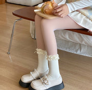 クルーソックス クルー丈 レディース 女性 靴下 くつ下 フリル リボン リブ かわいい おしゃれ キュート ガーリー シンプル お出かけ デイリー 通学 学生 黒 白 オフホワイト