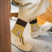 ソックス レディース クルーソックス ショート 木 ウッド 秋冬 靴下 女性 婦人 おしゃれ 可愛い かわいい カジュアルデザイン カジュアルソックス