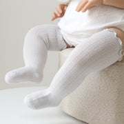靴下 ハイソックス ソックス キッズ ベビー 新生児 幼児 赤ちゃん 子供 男の子 女の子 男子 女子 ユニセックス 膝上 伸縮 シンプル ナチュラル リブ 可愛い お洒落 発表会 お遊戯会 春 秋 冬 白 ホワイト ピンク グレー