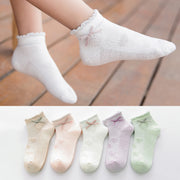ソックス ５足セット ジュニア キッズ 女の子 靴下 メッシュ レース フリル リボン かわいい おしゃれ 上品 シンプル 無地