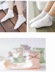 ソックス ５足セット ジュニア キッズ 女の子 靴下 メッシュ レース フリル リボン かわいい おしゃれ 上品 シンプル 無地