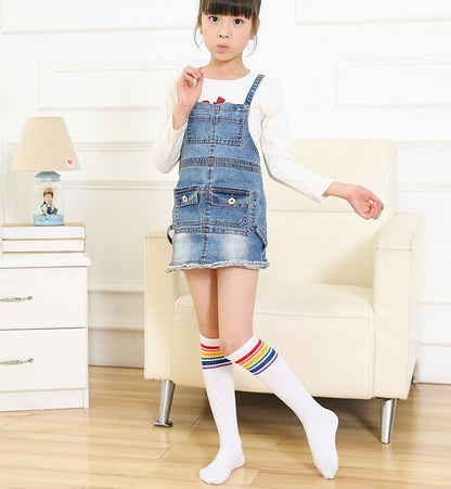 ハイソックス ニーハイソックス かかとなし 靴下 ボーダーライン キッズ 商品画像5