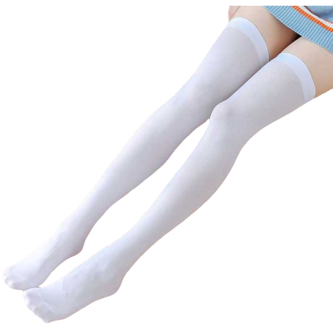 ニーハイソックス オーバーニー ハイソックス レディース 靴下 くつ下 膝上 ひざ下 45cm 60cm フェイクタイツ 薄手 伸縮性 シンプル 無地 単色 黒 白 ブラック ホワイト カジュアル デイリー くつした 女性用