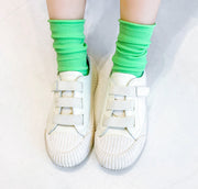 靴下 ソックス キッズ 子供用 マカロンカラー シンプル ルーズソックス くしゅくしゅ ミドル丈 かわいい 単色