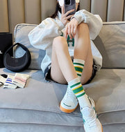 クルーソックス 靴下 クルー丈 ソックス レディース 女性 カジュアル ボーダー かわいい おしゃれ カラフル 学生 通学 ファッション小物