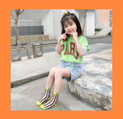 靴下 クルーソックス シアーソックス キッズ ベビー 子ども用 ストライプ シースルー 透ける おしゃれ かわいい 夏 女児 男児 女の子 男の子