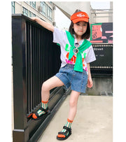 靴下 クルーソックス シアーソックス キッズ ベビー 子ども用 ストライプ シースルー 透ける おしゃれ かわいい 夏 女児 男児 女の子 男の子