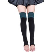 ニーハイソックス オーバーニーソックス トレンカソックス 先なし靴下 レディース 女性 ジュニア 女の子 ロングソックス 太もも丈 無地 ツートンカラー バイカラー ブラック ホワイト 可愛い キュート シンプル カジュアル おしゃれ ガーリー