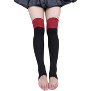 ニーハイソックス オーバーニーソックス トレンカソックス 先なし靴下 レディース 女性 ジュニア 女の子 ロングソックス 太もも丈 無地 ツートンカラー バイカラー ブラック ホワイト 可愛い キュート シンプル カジュアル おしゃれ ガーリー