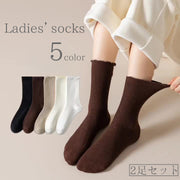 クルーソックス ショートソックス 2足セット レディース 女性 靴下 くつ下 メロウフリル 薄手 無地 単色 シンプル かわいい 普段使い デイリー 黒 白 ブラック ホワイト