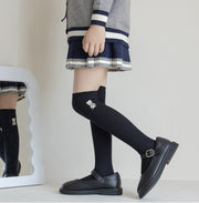 ハイソックス 靴下 ソックス 子供 キッズ 女の子 ワンポイント 熊 くま クマ 黒 白 かわいい フォーマル