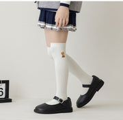 ハイソックス 靴下 ソックス 子供 キッズ 女の子 ワンポイント 熊 くま クマ 黒 白 かわいい フォーマル
