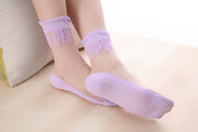 クルーソックス ショートソックス 2足セット レディース 女性 靴下 くつ下 フリル レース 透け感 シースルー シアー 薄手 極薄 通気性 涼しい 春 夏 上品 エレガント 華やか かわいい
