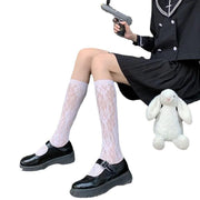 ハイソックス レディース ソックス 靴下 レース メッシュ フラワー 花柄 上品 きれいめ おしゃれ かわいい フォーマル きれカジ JK 女子高生 大人女子 女性 ひざ下 婦人
