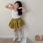 ハイソックス かかとなし キッズ 子供 女の子 靴下 くつ下 チェック フラワー 花 リーフ レース メッシュ シースルー 透け感 ガーリー 可愛い おしゃれ
