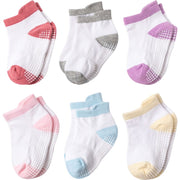 子供用ショートクルーソックス 6足セット キッズ ベビー 子ども 靴下 くつ下 滑り止め付き 防滑 伸縮 通気 保温 吸水性 無地 単色 ボーダー バイカラー ソリッドカラー シンプル カジュアル かわいい おしゃれ 上品 お出掛け お呼ばれ おめかし 普段使い 通園 合わせやすい こども 女の子 男の子 ガールズ ボーイズ 乳幼児 新生児 プレゼント ギフト 贈り物 お祝い