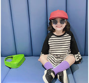 ハイソックス キッズ 子供用 靴下 リブ カジュアル おしゃれ かわいい キュート 普段使い 通学 お出かけ 女の子 男の子