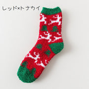 クルーソックス 靴下 レディース 冬 サンタクロース クリスマス トナカイ かわいい 女の子 女性 グリーン レッド クリスマスカラー
